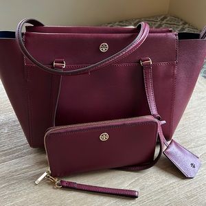 Tory Burch Burgundy Leather Tote